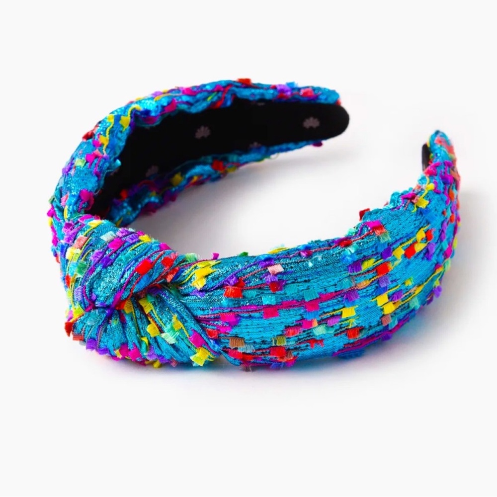 Bkue metallic confetti Lele Sadoughi knotted headband